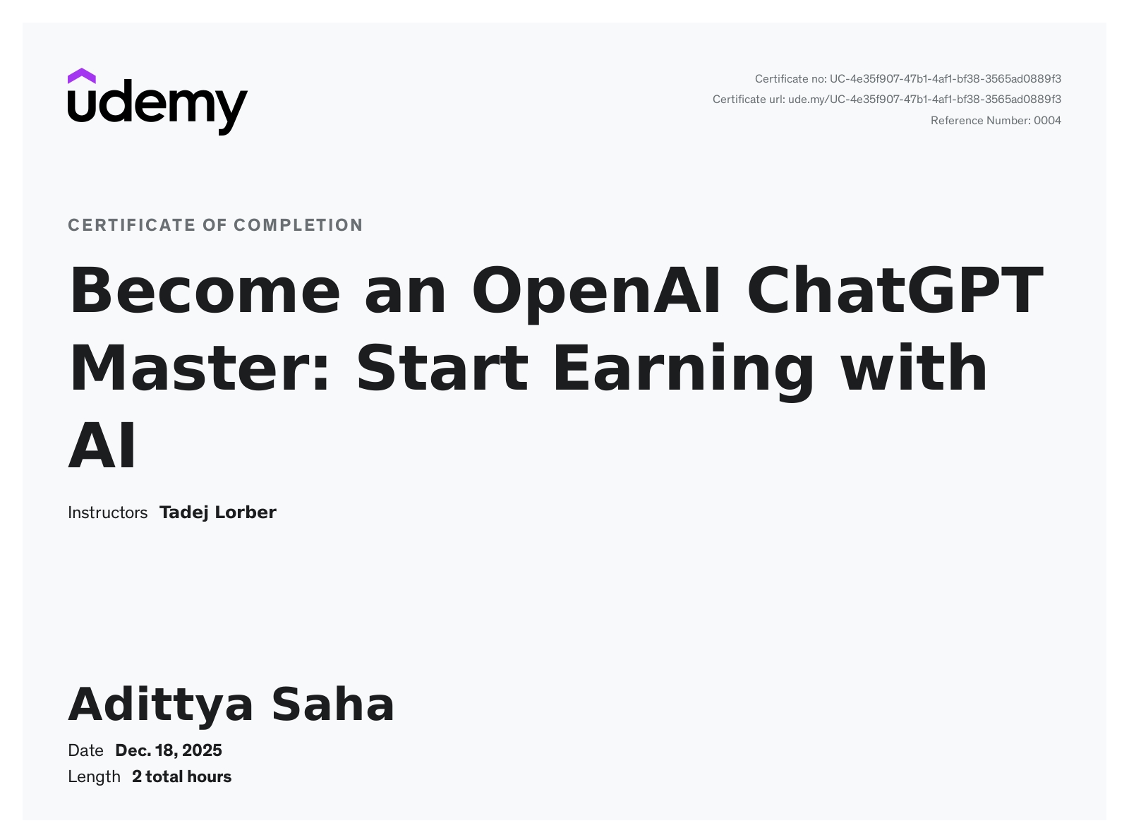 OpenAI ChatGPT Master Certificate